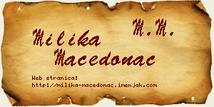 Milika Macedonac vizit kartica